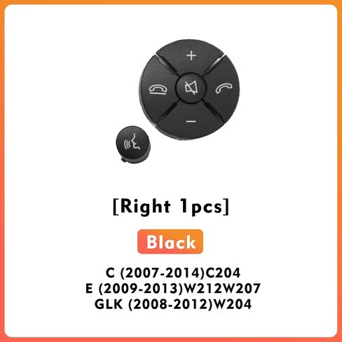 Car Steering Wheel Button Cover Replacement Voice Audio Control for Mercedes Benz C E S Class W204 W212 W221 GLK X204 (1pack Black-Right) in Saudi Arabia