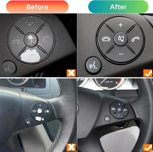 Car Steering Wheel Button Cover Replacement Voice Audio Control for Mercedes Benz C E S Class W204 W212 W221 GLK X204 (1pack Black-Right) in Saudi Arabia