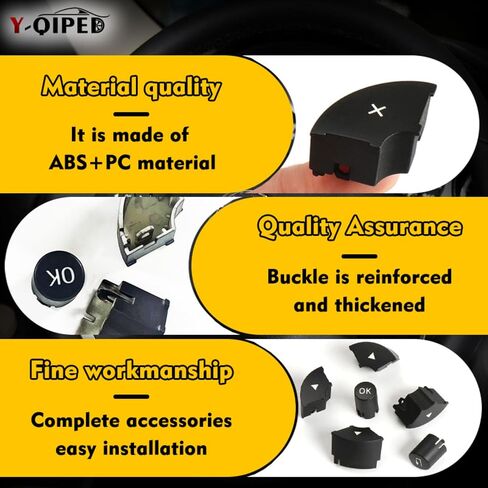 Car Steering Wheel Button Cover Replacement Voice Audio Control for Mercedes Benz C E S Class W204 W212 W221 GLK X204 (1pack Black-Right) in Saudi Arabia