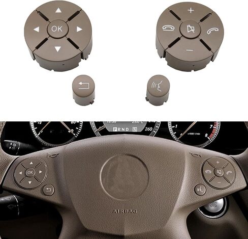 Car Steering Wheel Button Cover Replacement Voice Audio Control for Mercedes Benz C E S Class W204 W212 W221 GLK X204 (1pack Black-Right) in Saudi Arabia