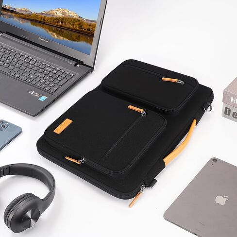 DOMISO 15.6 inch Laptop Sleeve Case Water-Resistant Computer Cover Bag with Detachable Shoulder Straps and Extendable Handle for HP, Dell Notebook,Grey in Kuwait