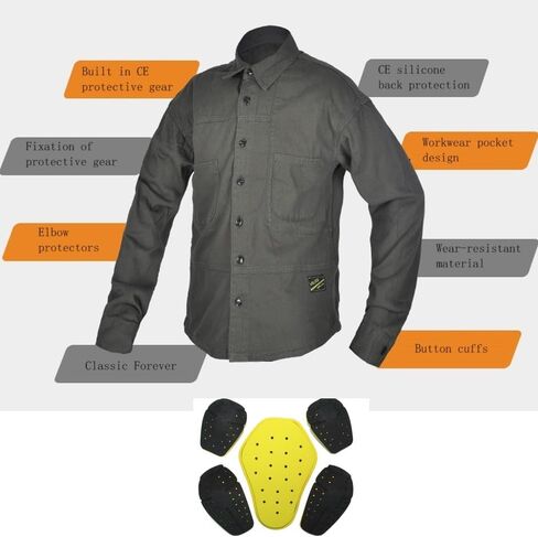 Men's Motorcycle Shirt All Season Biker Shirt Water Resistant and Durable with 5x CE Armor in Saudi Arabia