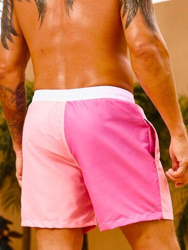 Floerns Men's Colorblock Drawstring Elastic Waist Trunk Shorts with Pockets in Saudi Arabia