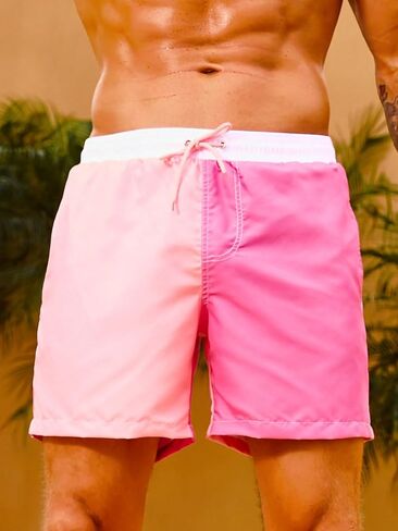 Floerns Men's Colorblock Drawstring Elastic Waist Trunk Shorts with Pockets in Saudi Arabia