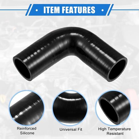 90 Degree Elbow Coupler Silicone Hose, 38mm 1.5" ID 102mm Length Intercooler Tube Universal for Car Engine Durable Silicone Black for Turbo Intake in Saudi Arabia