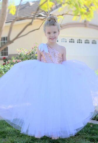 ekidsbridal One-Shoulder Sequin Tutu Flower Girl Dress Princess Dresses Pageant Gown 182 in Saudi Arabia