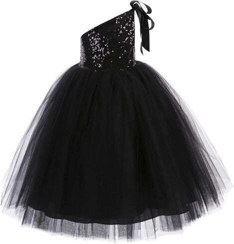 ekidsbridal فستان فتاة الزهور توتو بكتف واحد مزين بالترتر فساتين الأميرة فستان المسابقة 182 in Kuwait