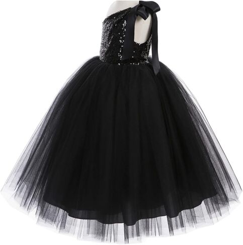 ekidsbridal فستان فتاة الزهور توتو بكتف واحد مزين بالترتر فساتين الأميرة فستان المسابقة 182 in Kuwait