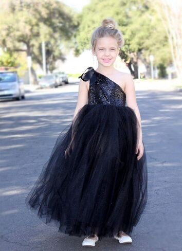 ekidsbridal فستان فتاة الزهور توتو بكتف واحد مزين بالترتر فساتين الأميرة فستان المسابقة 182 in Kuwait