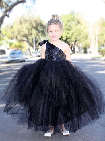 ekidsbridal فستان فتاة الزهور توتو بكتف واحد مزين بالترتر فساتين الأميرة فستان المسابقة 182 in Kuwait