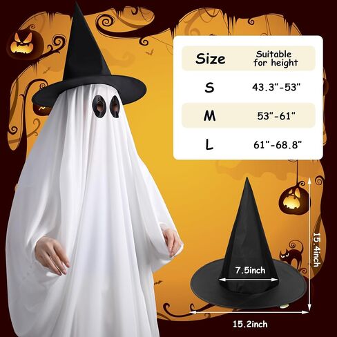 Halloween Ghost Costume for Kids Adult- White Ghost Cloak Costume with Witch Hat- Ghost Fancy Dress Cosplay in Saudi Arabia