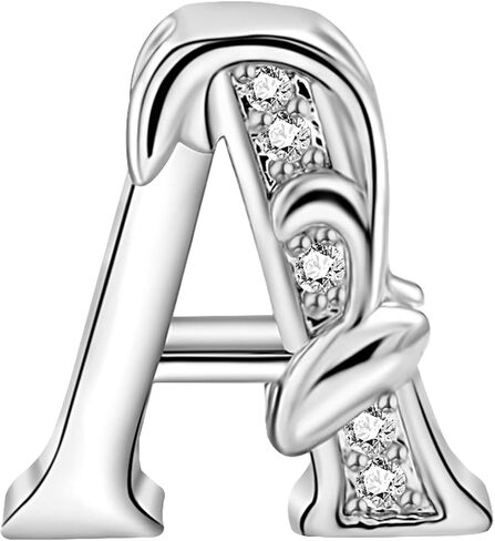 925 Sterling Silver Letter Charms for Pandora Bracelets Letter A Charm Alphabet Initial Beads Jewelry Gift for Women Girls in Kuwait