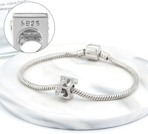925 Sterling Silver Letter Charms for Pandora Bracelets Letter A Charm Alphabet Initial Beads Jewelry Gift for Women Girls in Kuwait