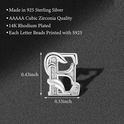 925 Sterling Silver Letter Charms for Pandora Bracelets Letter A Charm Alphabet Initial Beads Jewelry Gift for Women Girls in Kuwait