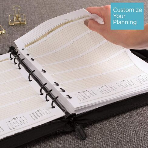 AT-A-GLANCE Faux Leather Undated Starter Set, 7-Ring, 8-1/2" x 11", Folio Size, Black (038-0240-05) in Saudi Arabia