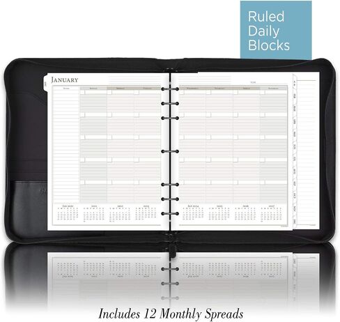 AT-A-GLANCE Faux Leather Undated Starter Set, 7-Ring, 8-1/2" x 11", Folio Size, Black (038-0240-05) in Saudi Arabia
