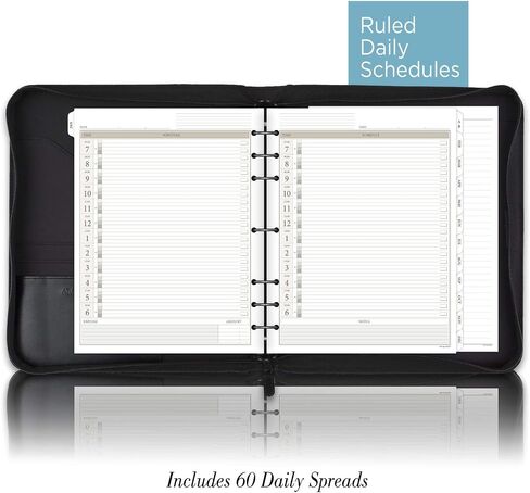 AT-A-GLANCE Faux Leather Undated Starter Set, 7-Ring, 8-1/2" x 11", Folio Size, Black (038-0240-05) in Saudi Arabia