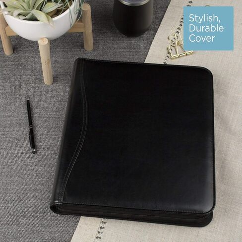 AT-A-GLANCE Faux Leather Undated Starter Set, 7-Ring, 8-1/2" x 11", Folio Size, Black (038-0240-05) in Saudi Arabia