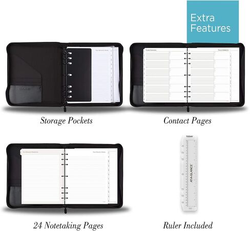 AT-A-GLANCE Faux Leather Undated Starter Set, 7-Ring, 8-1/2" x 11", Folio Size, Black (038-0240-05) in Saudi Arabia
