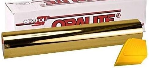 ORACAL 351 Mirror Gold Chrome Vinyl 12" x 24" Wrap Roll for Cricut, Silhouette & Cameo Including Hard Yellow Detailer Squeegee (1 roll) in Saudi Arabia