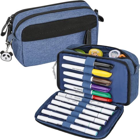 مقلمة لطيفة مقاس 8 × 6 × 2 - حقيبة أقلام جمالية بسحاب للبالغين والمراهقين والأطفال - حقيبة أقلام ذات سعة كبيرة مستوحاة من اليابان وخفيفة الوزن للنساء والرجال والفتيات والمدرسة والمكتب الجامعي in Kuwait