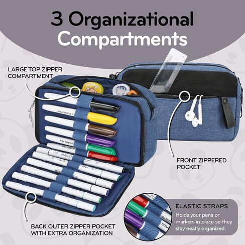 مقلمة لطيفة مقاس 8 × 6 × 2 - حقيبة أقلام جمالية بسحاب للبالغين والمراهقين والأطفال - حقيبة أقلام ذات سعة كبيرة مستوحاة من اليابان وخفيفة الوزن للنساء والرجال والفتيات والمدرسة والمكتب الجامعي in Kuwait