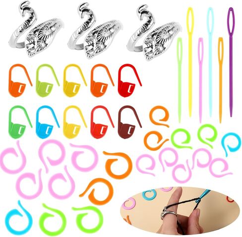 Sibba 39 Pcs Stitch Markers, Crochet Ring Stitch Markers Clips Set with Sewing Needles, Adjustable Knitting Crochet Loop Ring for Weaving and Sewing DIY and Handmade Crafts in Saudi Arabia