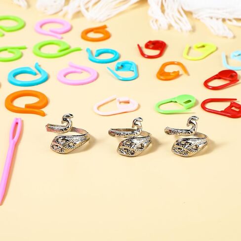 Sibba 39 Pcs Stitch Markers, Crochet Ring Stitch Markers Clips Set with Sewing Needles, Adjustable Knitting Crochet Loop Ring for Weaving and Sewing DIY and Handmade Crafts in Saudi Arabia