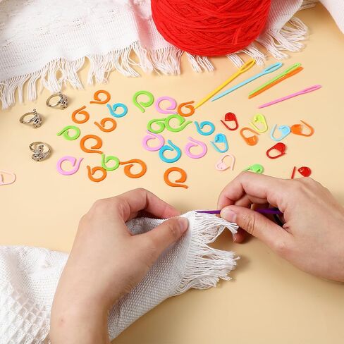 Sibba 39 Pcs Stitch Markers, Crochet Ring Stitch Markers Clips Set with Sewing Needles, Adjustable Knitting Crochet Loop Ring for Weaving and Sewing DIY and Handmade Crafts in Saudi Arabia