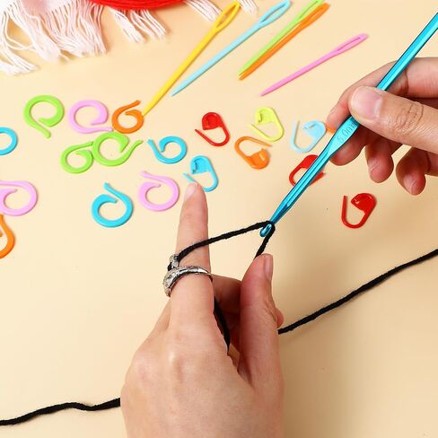 Sibba 39 Pcs Stitch Markers, Crochet Ring Stitch Markers Clips Set with Sewing Needles, Adjustable Knitting Crochet Loop Ring for Weaving and Sewing DIY and Handmade Crafts in Saudi Arabia