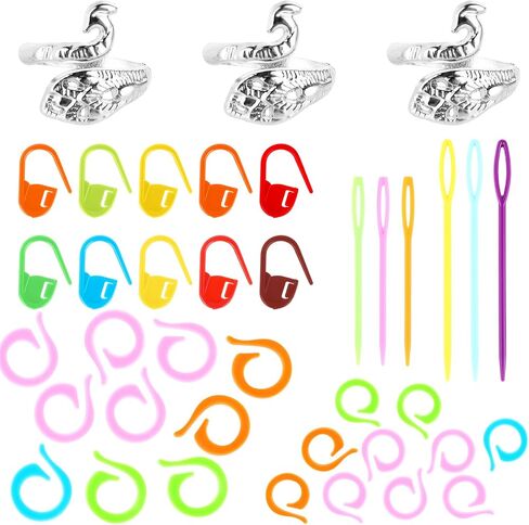 Sibba 39 Pcs Stitch Markers, Crochet Ring Stitch Markers Clips Set with Sewing Needles, Adjustable Knitting Crochet Loop Ring for Weaving and Sewing DIY and Handmade Crafts in Saudi Arabia