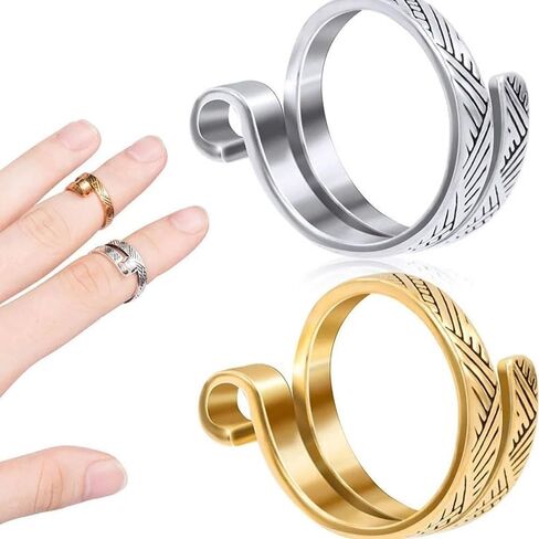 HUASAI Crochet Ring for Finger Knitting Crochet Loop Ring Set Gold Finger Ring Adjustable Crochet Tension Ring Open Yarn Guide Finger Ring Knitting Thimbles Crochet Ring Sliver Statement Ring in Saudi Arabia