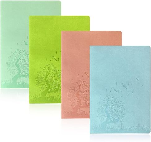 SINOBAND Dotted Journal Writing Notebook, 4 Pieces Soft PU Leather Cover Bullet Journals with 512 Pages, A5 Colorful Subject Notebook, Dotted Grid Travel Journal for Traveler, Student in Saudi Arabia