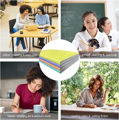 SINOBAND Dotted Journal Writing Notebook, 4 Pieces Soft PU Leather Cover Bullet Journals with 512 Pages, A5 Colorful Subject Notebook, Dotted Grid Travel Journal for Traveler, Student in Saudi Arabia