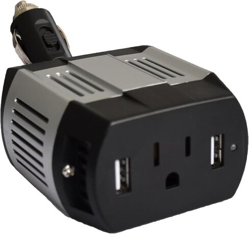 محول طاقة موجة جيبية معدلة بقدرة 100 وات مُصنف مع قوة زيادة 300 وات مع مخرج USB مزدوج وقابس ولاعة سجائر قابل للتعديل (فضي) in Kuwait