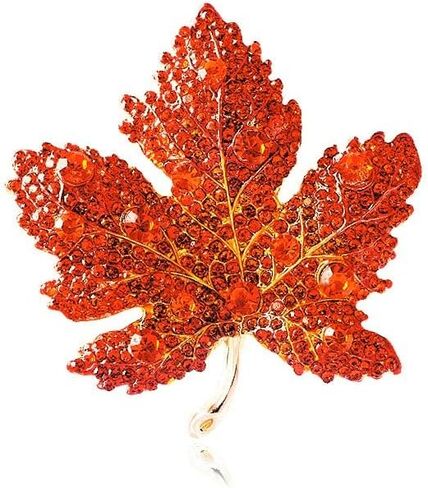 Rhinestone Crystal Maple Leaf Brooch Pin for Women Fall Thanksgiving Vintage Colorful Maple Leaf Lapel Pin Party Prom Wedding Thanksgiving Jewelry Gift in Saudi Arabia