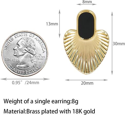 CW 24K gold-plated heart dangle earrings, exquisite and simple black gold love earrings, suitable for all women and all occasions. in Saudi Arabia