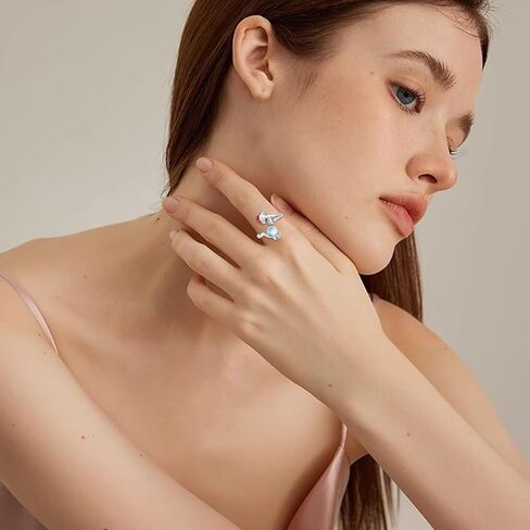 الفطر Moonstone خاتم الفطر الدائري للنساء Moonstone خواتم خواتم مفتوحة للنساء الأصدقاء عيد ميلاد عطلة التخرج الذكرى in Saudi Arabia