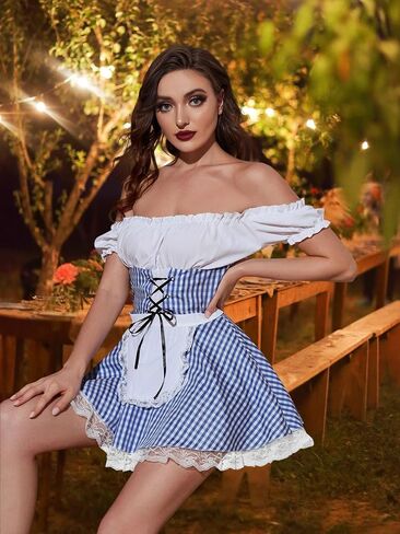 Maid Costume for Women Off Shoulder dirndl dresses women oktoberfest Maid Outfit Sexy Cosplay Halloween Costumes in Saudi Arabia