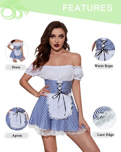 Maid Costume for Women Off Shoulder dirndl dresses women oktoberfest Maid Outfit Sexy Cosplay Halloween Costumes in Saudi Arabia