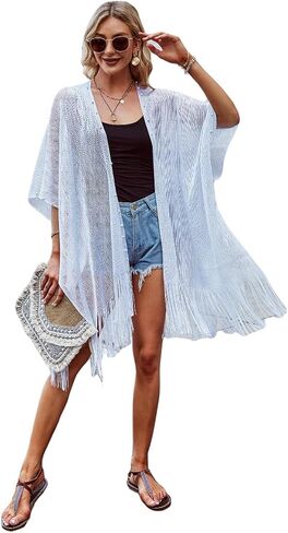 Women's Swimwear Cover Up Swimsuit Bikini Coverup Pearl Crochet Tassel in Saudi Arabia