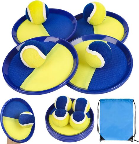 Ball Catch Paddle Set Games - Upgraded Version Beach Toys Pool Backyard Camping,Outdoor Games,Toss Catch Games for Ages 3 4 5 6 7 8-12,Kids Family Games Gifts (4 Rackets 4Balls) in Saudi Arabia