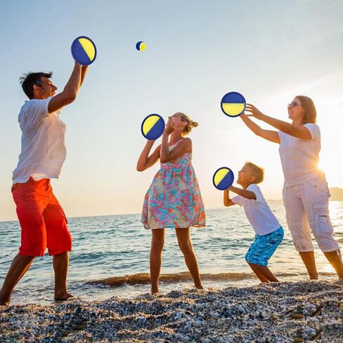 Ball Catch Paddle Set Games - Upgraded Version Beach Toys Pool Backyard Camping,Outdoor Games,Toss Catch Games for Ages 3 4 5 6 7 8-12,Kids Family Games Gifts (4 Rackets 4Balls) in Saudi Arabia