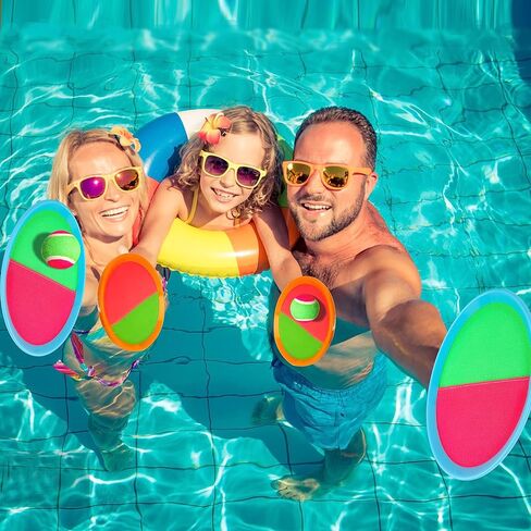 Ball Catch Paddle Set Games - Upgraded Version Beach Toys Pool Backyard Camping,Outdoor Games,Toss Catch Games for Ages 3 4 5 6 7 8-12,Kids Family Games Gifts (4 Rackets 4Balls) in Saudi Arabia