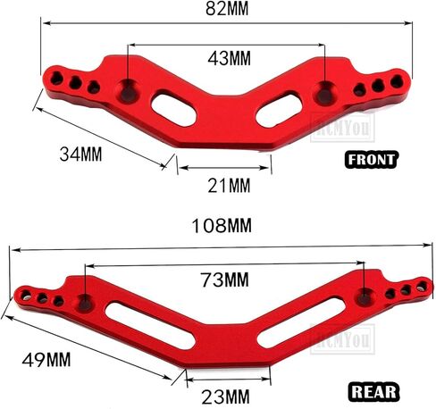 Aluminum Front Rear Shock Tower Upgrades Part for 1/10 Arrma Senton/Granite 3S BLX &Mega550,1/10 Outcast/Kraton 4S BLX 4WD,Black in Kuwait
