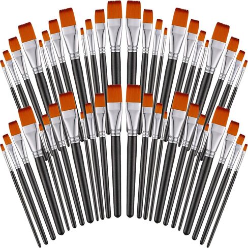 Sherr 48 Pieces Filbert Paint Brushes Large Synthetic Paint Brushes Bulk with Wooden Handle for Acrylic, Watercolor, Oil, Crafts, Face Body Art for Kids Adults Artist(Filbert) in Saudi Arabia