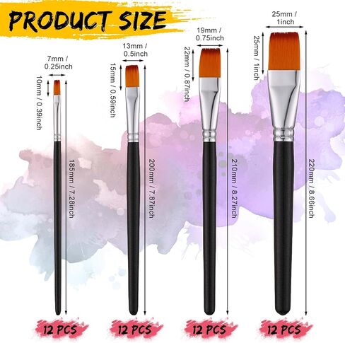 Sherr 48 Pieces Filbert Paint Brushes Large Synthetic Paint Brushes Bulk with Wooden Handle for Acrylic, Watercolor, Oil, Crafts, Face Body Art for Kids Adults Artist(Filbert) in Saudi Arabia
