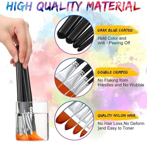 Sherr 48 Pieces Filbert Paint Brushes Large Synthetic Paint Brushes Bulk with Wooden Handle for Acrylic, Watercolor, Oil, Crafts, Face Body Art for Kids Adults Artist(Filbert) in Saudi Arabia