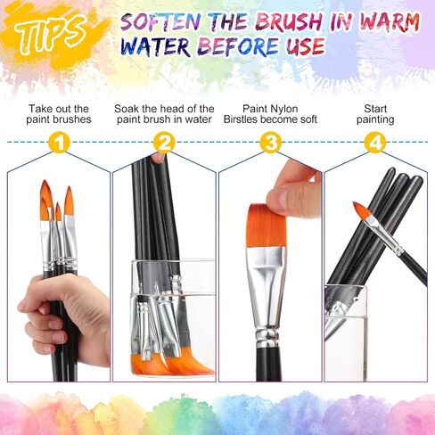 Sherr 48 Pieces Filbert Paint Brushes Large Synthetic Paint Brushes Bulk with Wooden Handle for Acrylic, Watercolor, Oil, Crafts, Face Body Art for Kids Adults Artist(Filbert) in Saudi Arabia