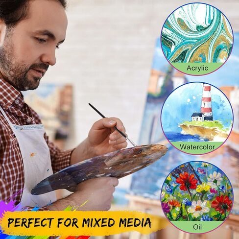 Sherr 48 Pieces Filbert Paint Brushes Large Synthetic Paint Brushes Bulk with Wooden Handle for Acrylic, Watercolor, Oil, Crafts, Face Body Art for Kids Adults Artist(Filbert) in Saudi Arabia